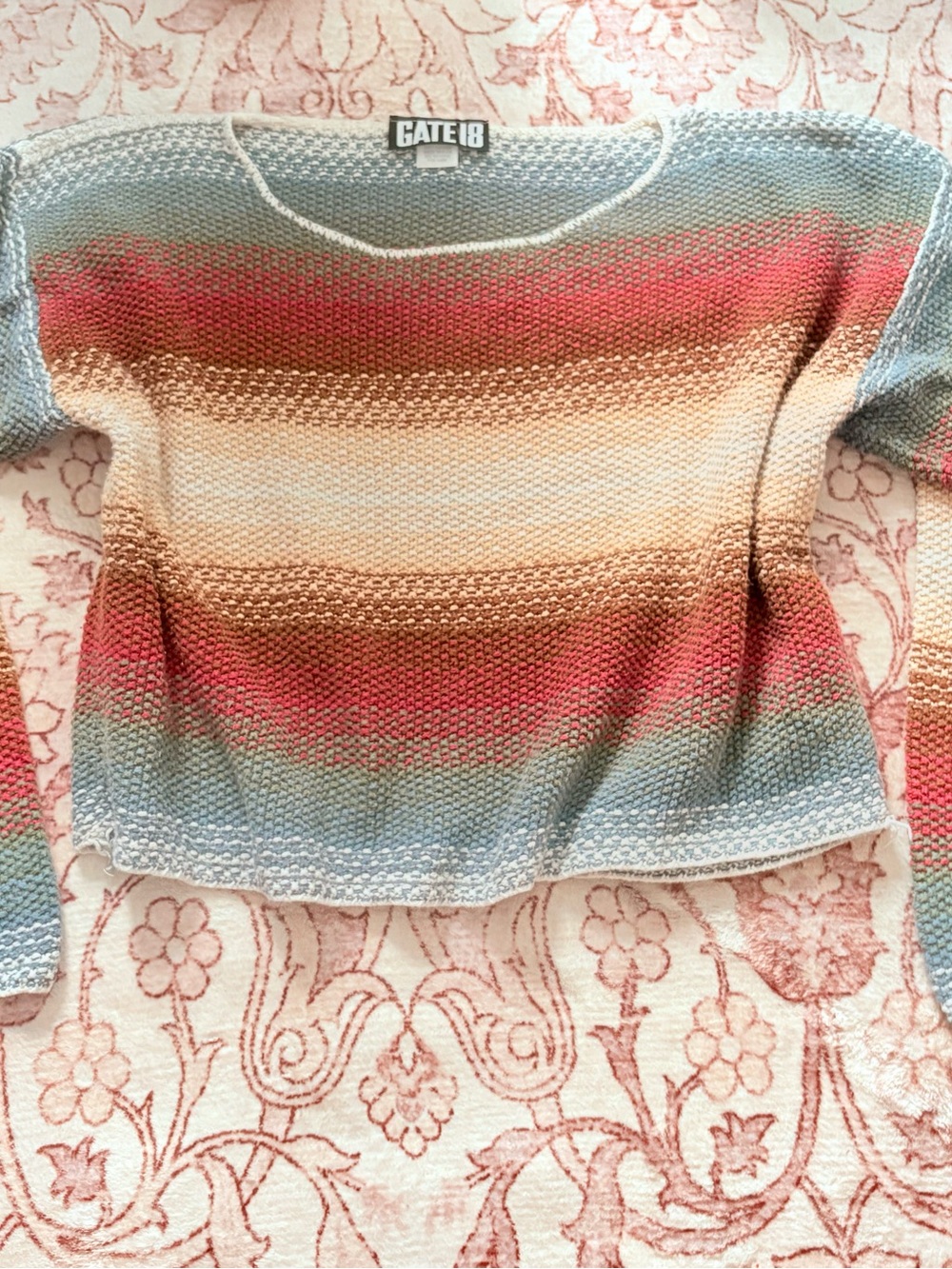 Gate 18 Women's Striped Scoop-Neck Knit Sweater in Multicolor Stripe